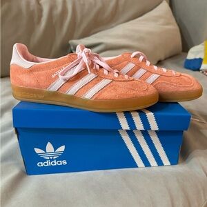 Adidas GAZELLE INDOOR SHOES in color Wonder Clay / Clear Pink / Gum  US 7.